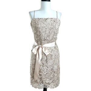 Cache vintage Dress 12 Lace Strapless Glam Party Cocktail Wedding Holiday